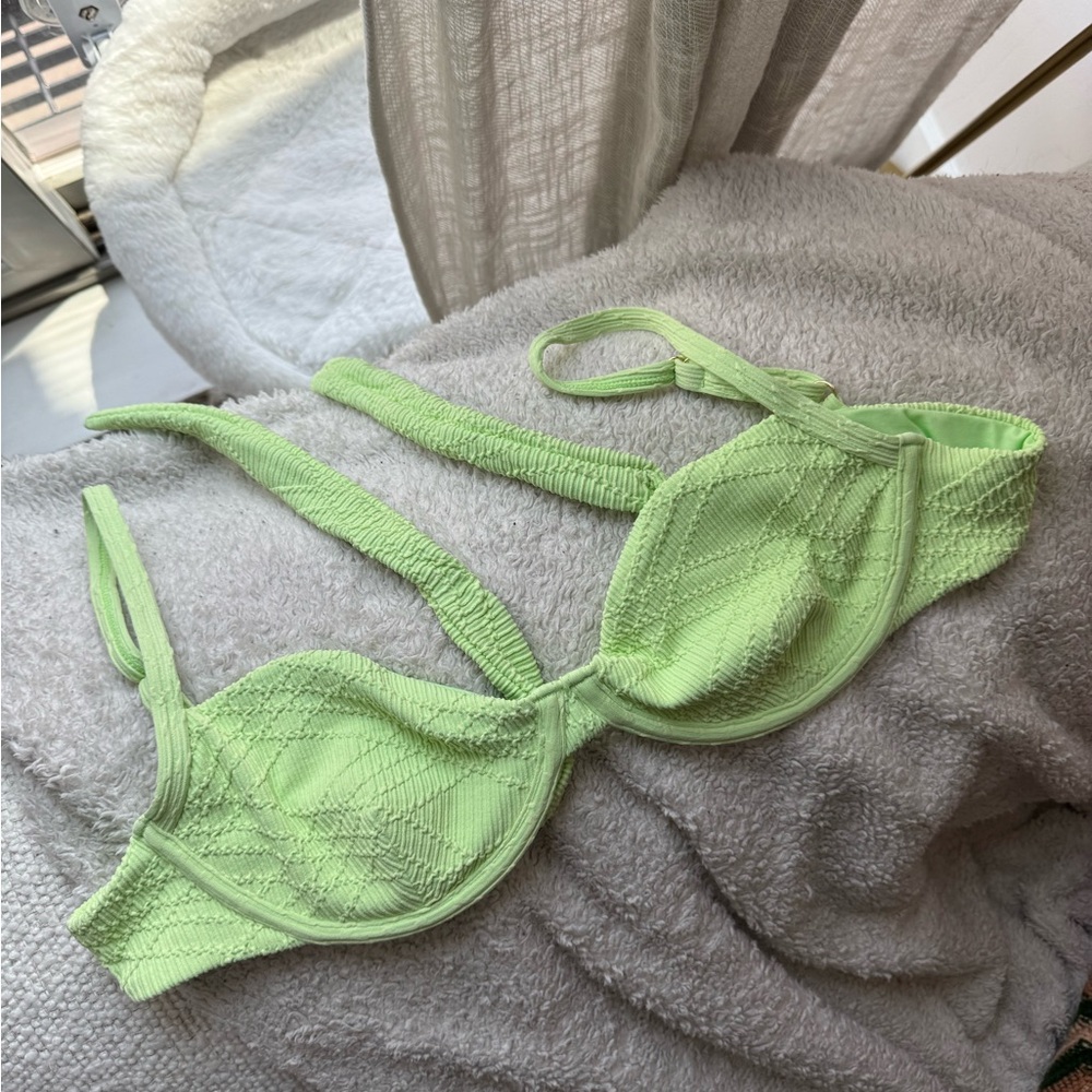 Monday Swimwear “Capri” top in Honeydew Summer Plaid